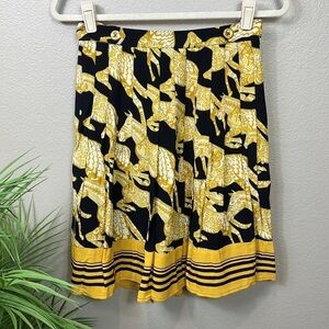 Maeve Anthropologie Pleated Skirt 2 Black Gold Horse